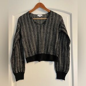 Ten Sixty Sherman Cropped Black & White Patterned Women's Sweater XS
